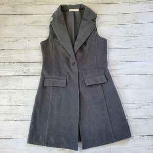 Peyton jensen long vest tuxedo charcoal gray structured‎ small Business Academia